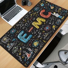 1pc E=MC2 Themed Black Pattern Desk Mat, Non-Slip Rubber Base, XXL Computer Mo picture