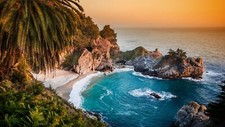 Landscape nature r sea beach palm trees waves colorful Custom Gaming Mat Desk picture
