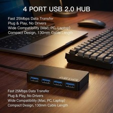 USB 3.0 Hub 4 Port High Speed 5Gbps Multi Splitter Adapter for PC Laptop Windows picture