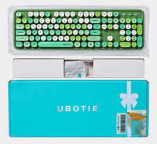 UBOTIE Wireless Keyboard Mouse Combo Green Gradient 2.4G USB Round Keys picture