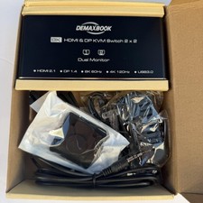 DEMAXBOOK 8K HDMI DP KVM Switch 2x2 Dual Monitor HDMI 2.1 DP 1.4 USB 3.0 Black picture