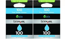 2 Pack of Genuine Lexmark 100 Cyan Ink 14N0900 Factory Sealed picture