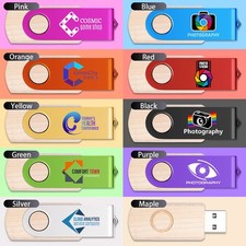 Lot 50PCS 1/2/4/8/16GB Wood Swivel USB Flash Drive Thumb Memory Disk Custom Logo picture