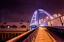 Landscape architecture bridge bratislava slovakia night Custom Gaming Mat Desk picture