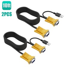 MT-VIKI 2-in-1 USB VGA KVM Cable for USB KVM Switch VGA (10ft 2packs) picture