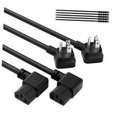 3-Prong 45 Degree Flat to 90 Angled Plug 1.5FT-2PK Flat Male to Angled Female picture