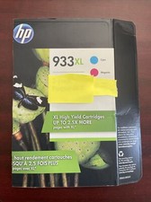 2 Pack New HP 933XL High Capacity Magenta Cyan Ink Cartridges EXPIRED picture