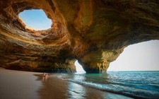 Landscape nature sea cave beach sand women outdoors Custom Gaming Mat Desk picture