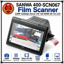 SANWA 400-SCN067 Film Scanner 22MP 4200dpi 35mm 110 126 HDMI SD 7in LCD picture