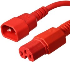 2FT IEC C14 - C15 Red Power Cord 14AWG 15A/1875W 100-250V 0.6M picture
