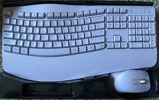 Wireless Keyboard and Mouse Combo, 2.4G Full Size Wave Keys Ergonomic Keyboard picture