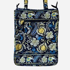 Vera Bradley Ellie Laptop Travel Tote Bag 15x11.5 Inch Blue Checkpoint Friendly picture