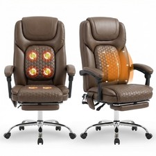 Executive Computer Chair 300 lbs Big Tall Massage Brown Set MALOL Office picture