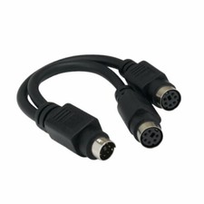 KNTK 6 inch Mini DIN6 Male to 2x MDIN 6 Female Cable PS/2 Keyboard Mouse to PC picture