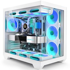 White PC Case, ATX Gaming Case with 7 PWM ARGB Fans picture