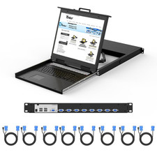 Rack Mount KVM w/19 LCD Monitor, 8 Port VGA LCD KVM Switch 1280x1024@60Hz for 1U picture