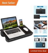 Sleek Black Carbon Home Office Lap Desk with Device Ledge - Fits 15.6'' Laptops picture