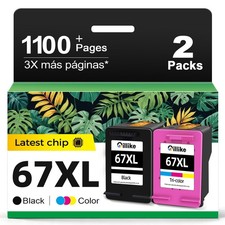 Black/Color Combo Pack Replacement for HP 67 XL DeskJet 2827e 2855e 4227e picture