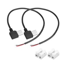 2Pcs USB Plug Pigtail, 0.3 M/1 ft Male Elbow 22 AWG 5V 3A Wire Connector, Black picture