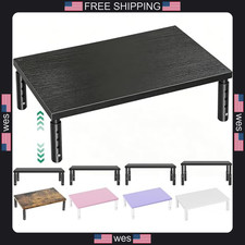 Adjustable Wooden Monitor Stand Riser - Ergonomic Laptop Desk Organizer picture