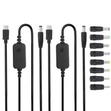 2Pcs 1.18m/3.9ft 5V 9V 12V 15V 20V USB C to DC PD Adapter with 8 Connectors Tips picture