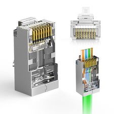 UL Listed 30 Pack Shielded RJ45 Pass Through Connector Cat6, 10Gbps picture