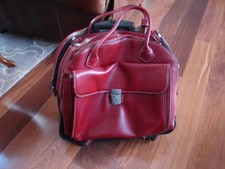 McKlein Red Rolling Briefcase Detachable Wheels Top Grain Leather picture