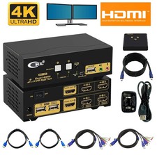 HDMI KVM 2 Port 4K 30Hz Dual Monitor Extended Display (CKL-922HUA) picture