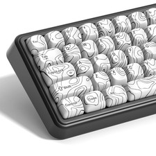 129 PCS White Topographic Keycap Set MOA Profile PBT Custom Mechanical Board picture