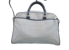 Tumi Laptop Bag Crossbody Work Travel Luggage Pockets Gray Black Fabric Leather  picture