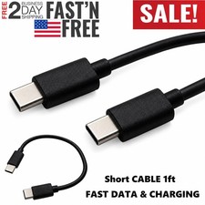 Short USB-C to USB-C Cable 1 ft USB 2.0 to Type C Male Data Transfer Cord Lot picture