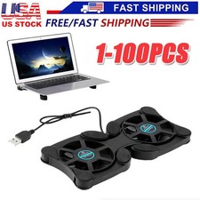 Dual USB Cooling Fan Pad Foldable Slim Fans Cooler Stand For Laptop Notebook LOT picture