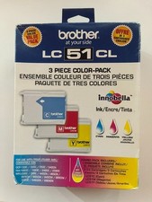 Brother Genuine LC51CL C/M/Y 3-Pack + 2 LC51BK Inkjet Ink Cartridges . picture