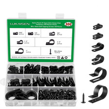 Cable Clips 300PCS R Type Nylon Cord Management Clamp Assortment Kit Screw Mount picture