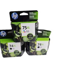 3 pack NEW Sealed Genuine HP 74XL Black Ink Print Cartridges expired 2017 picture
