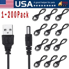 50cm/100cm USB to 5.5mm x 2.1mm Male Coaxial Barrel 5V DC Power Cable Lot picture