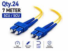 (24) 7 Meter SC/UPC - SC/UPC Duplex Fiber Patch Jumper OS2 SMF Singlemode Cable picture