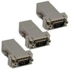 3x DB9 RS232 Serial 9 Pin Male to RJ45 Female Cat6 5E Network Adapter Converter picture