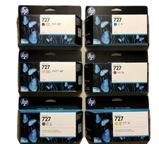 Set 6 New Genuine OEM Factory Sealed HP 727  Inkjet Cartridges 130ml 2020-2023 picture