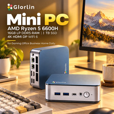 Glorlin GT103 Mini PC Ryzen 5 6600H 16GB LPDDR5 1TB NVMe SSD WiFi6 BT5.3 4K HDMI picture