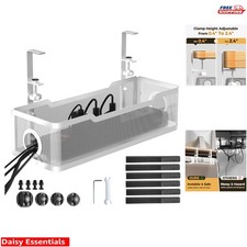 Versatile Under Desk Cable Organizer - Includes Clips & Ties, White Metal Design picture
