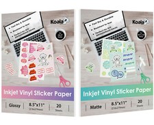40 Pk Mixed Koala Glossy + Matte Printable Vinyl Sticker Paper for Inkjet Laser picture