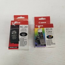 Genuine Canon BC-20 Black Ink & BCI-21 Color Ink Cartridges, New  picture