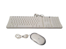 🍎 Genuine Apple A1048 USB Keyboard + M5769 Pro Mouse Clear White VINTAGE picture