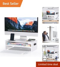 Sleek Two-Tier Desk Monitor Stand with Eco-Friendly Design & Storage Solutions picture