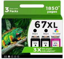 3PK For HP 67XXL 67XL 2-Black & 1-Color Ink Cartridges Envy 6075 6452 6458 6052 picture