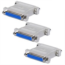 3x DB25 25 Pin Female to Female Parallel Port Null Modem Adapter Gender Changer picture