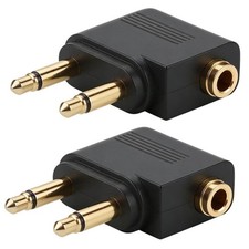 EZYUMM 2-Pack Airplane Headphone Adapter, Dual 3.5mm Male to Black  picture