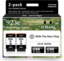 923e 923XL Black Ink cartridges Replacement for HP 923 Black Ink 2 black picture