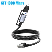 USB-C/USB-A to Ethernet Cable RJ45 / Gigabit 100/1000 Mbps LAN Network Cord US picture